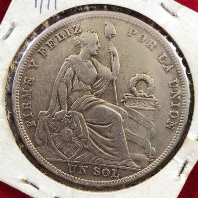 Lot #54 Peru 1923 UN SOL Silver Coin 
