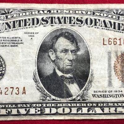 Lot #55- $5 Federal Reserve Note 