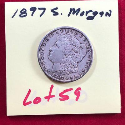 Lot #59- 1897 S Morgan Silver Dollar $1