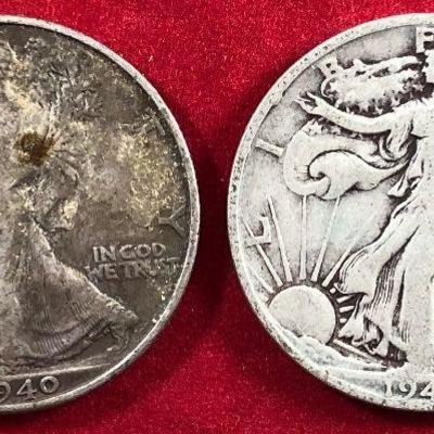 Lot #76 Two Walking Liberty Half Dollar Coins 90% Silver 