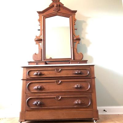 Lot 113- Antique Marble Top Dresser