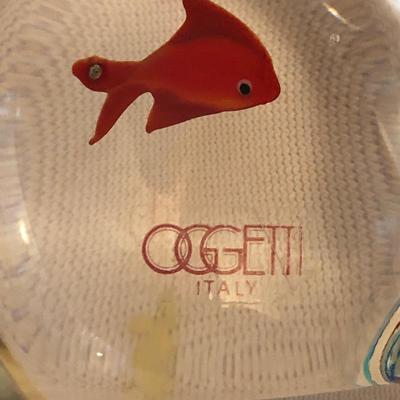 Lot 117- Signed Oggetti fish colored glass