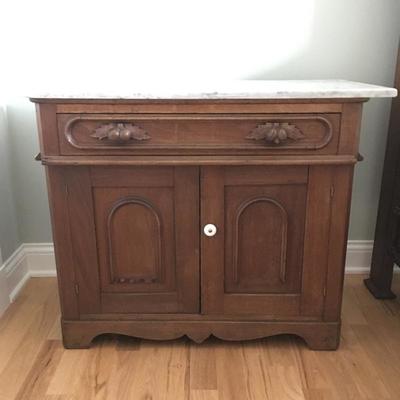 Lot 122 - Antique Marble Top Cabinet