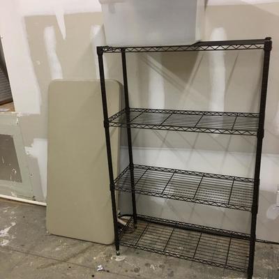 Lot 144 - Metal Shelving Unit & Tables