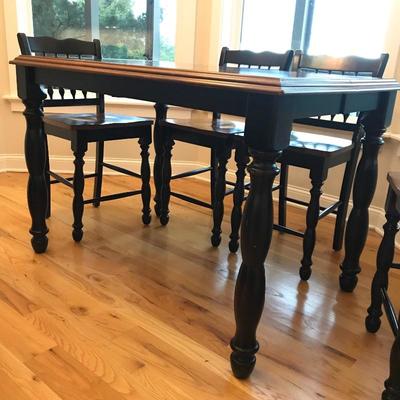 Lot 151 - Hightop Dining Table with Butterfly Leaf and Six Chairs