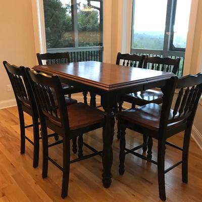 Lot 151 - Hightop Dining Table with Butterfly Leaf and Six Chairs
