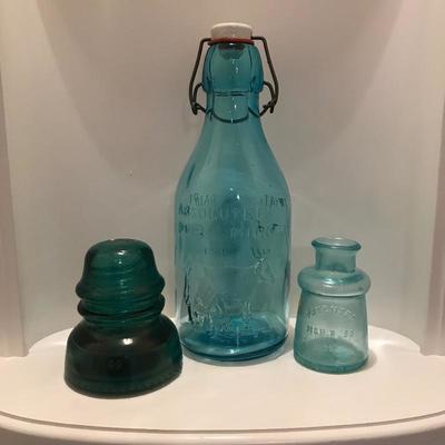 Lot 158 - Vintage Insulator, Milk Bottle and  Bixby Glass
