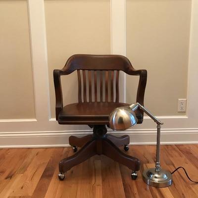 Lot 160 - Vintage Johnson Co Courthouse Chair and Desk Lamp