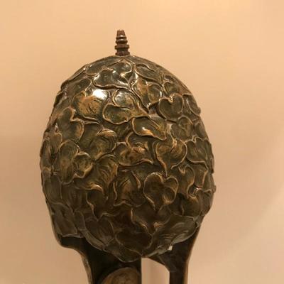 Lot 161 - Brass Lamp with Monk and Cherub