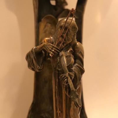 Lot 161 - Brass Lamp with Monk and Cherub