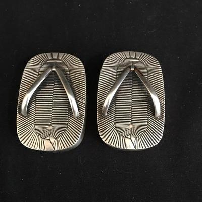  Lot 171 - Sterling Salt & Pepper Flip Flop Shakers & Fork/Spoon Set