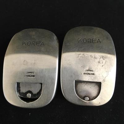  Lot 171 - Sterling Salt & Pepper Flip Flop Shakers & Fork/Spoon Set