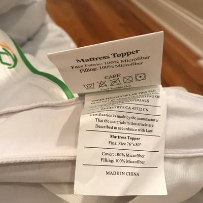 Lot 174 - King Mattress Topper with King & Queen Bedding 