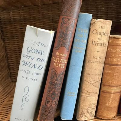 Lot 175 - Antique Books & Vintage LIFE with Woven Basket