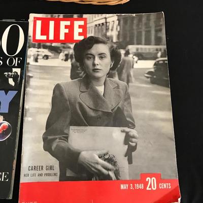 Lot 175 - Antique Books & Vintage LIFE with Woven Basket