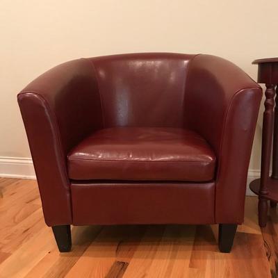 Lot 179 - Red Club Chair & Side Table
