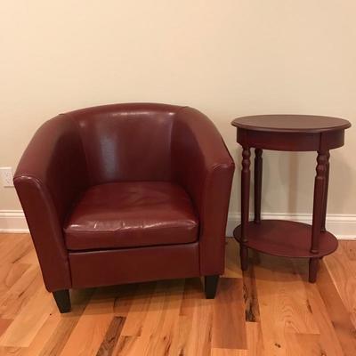 Lot 179 - Red Club Chair & Side Table