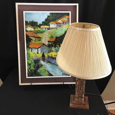  Lot 199 - Central American Artwork & Lamp