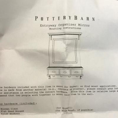 Lot 204 - Pottery Barn Entryway Organizer Mirror