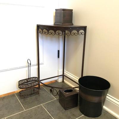 Lot 205 - Metal Corner Table and Housewares