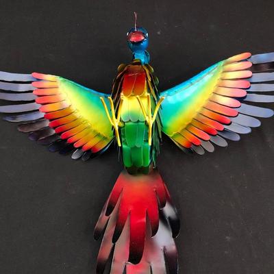 Lot 111- Colorful Metal Bird Art & Feeders