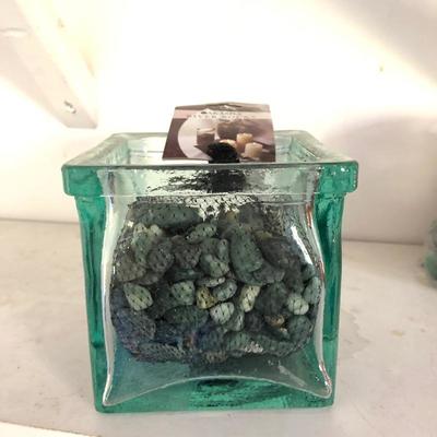 Lot 112- Ceramic Blue Planter & accessories