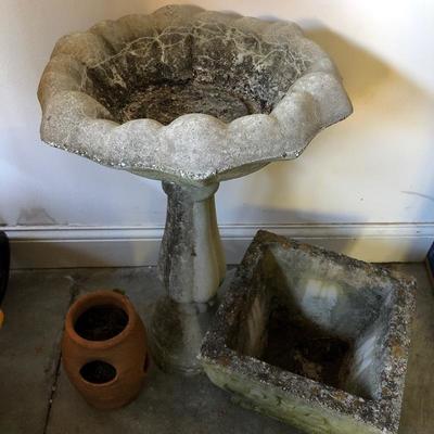 Lot 216- Concrete Bird Bath & More