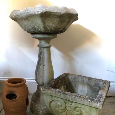 Lot 216- Concrete Bird Bath & More