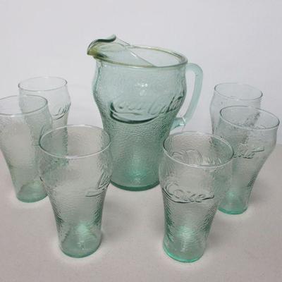 Lot 19 - Coca Cola Glasses and 1 Pitcher with Handles