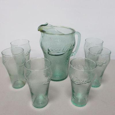 Lot 19 - Coca Cola Glasses and 1 Pitcher with Handles