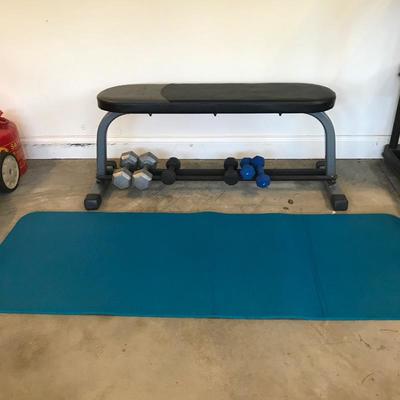 Lot 229 - Fitness Gear Bench, Weights and Mat