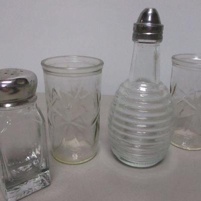 Lot 29 - Salt & Pepper Shakers Juice Glasses & Oil Bottles