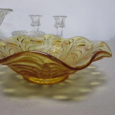 Lot 30 - Decorative Glass - Ashtray Candy Dish Bucket & More