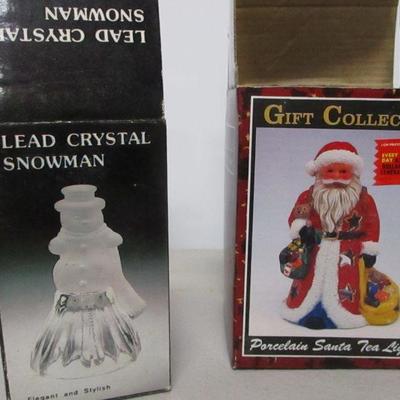 Lot 32 - Lead Crystal Christmas Bells & Porcelain Santa 