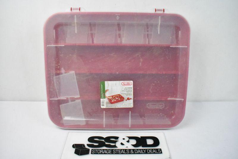 Sterilite Ornament Storage with 20 Individual Compartments, Red