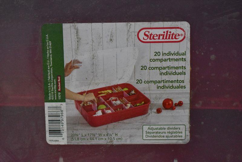 Sterilite Ornament Storage with 20 Individual Compartments, Red
