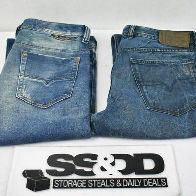 2 Pairs of Jeans by Diesel Industry: Safado 30 x 32 & Waykee 34 x 30 |  EstateSales.org
