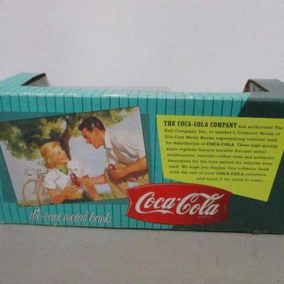 Lot 26 - 1995 Coca Cola Die Cast Toy Metal Bank NIB 1953 Coke Delivery Truck with Key
