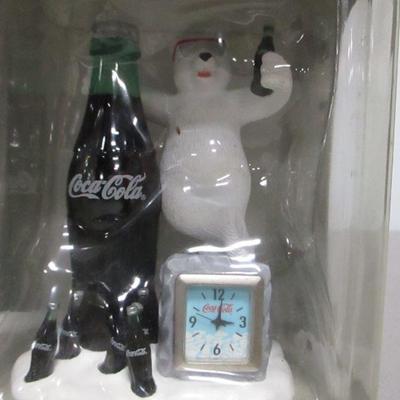 Lot 32 - Coca Cola Retro Cooler Alarm Clock & Bear Mini Clock