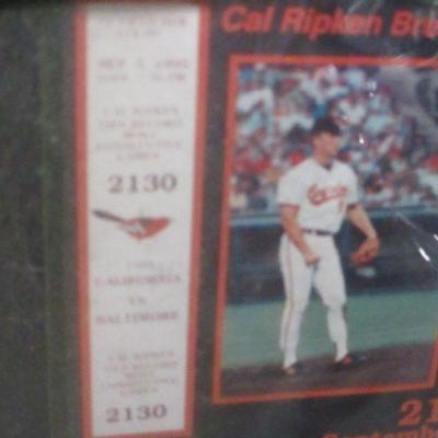 Lot 43 - Cal Ripken Baltimore Orioles Baseball & Mini Glove & Plaque