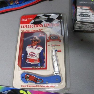 Lot 48 - NASCAR Collectibles - Plates - Bag - Knife & Cards