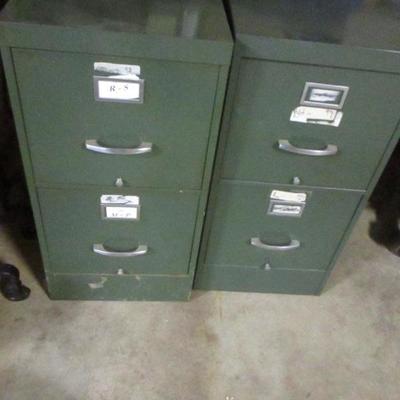 Lot 66 - A Pair Of Green File Cabinets
