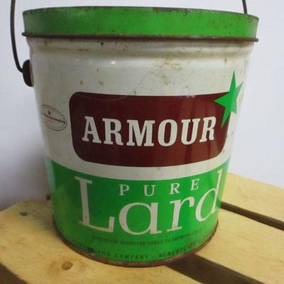 Lot 77 - Advertising Boxes Armour Lard Container & Pinto Beans bag