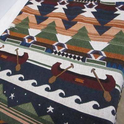 Lot 122 - Native American Style Blanket - Tepees & Canoes