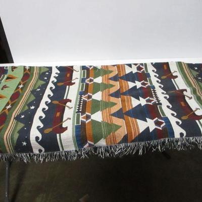 Lot 122 - Native American Style Blanket - Tepees & Canoes