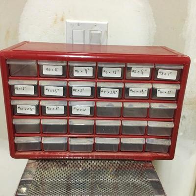 Lot 239 - Trio of Small Parts Organizers & Rolling Tray Storage
