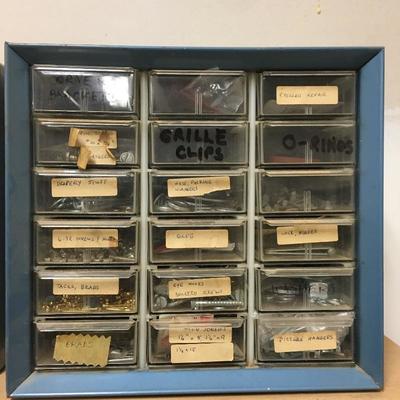 Lot 239 - Trio of Small Parts Organizers & Rolling Tray Storage