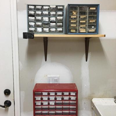 Lot 239 - Trio of Small Parts Organizers & Rolling Tray Storage