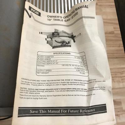 Lot 255 - Ryobi 10â€ Table Saw and Table