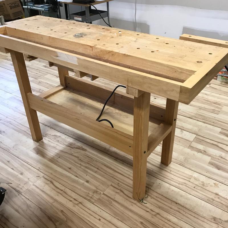 Lot 258 - WhiteGate Work Bench with Two Wooden Vises and More